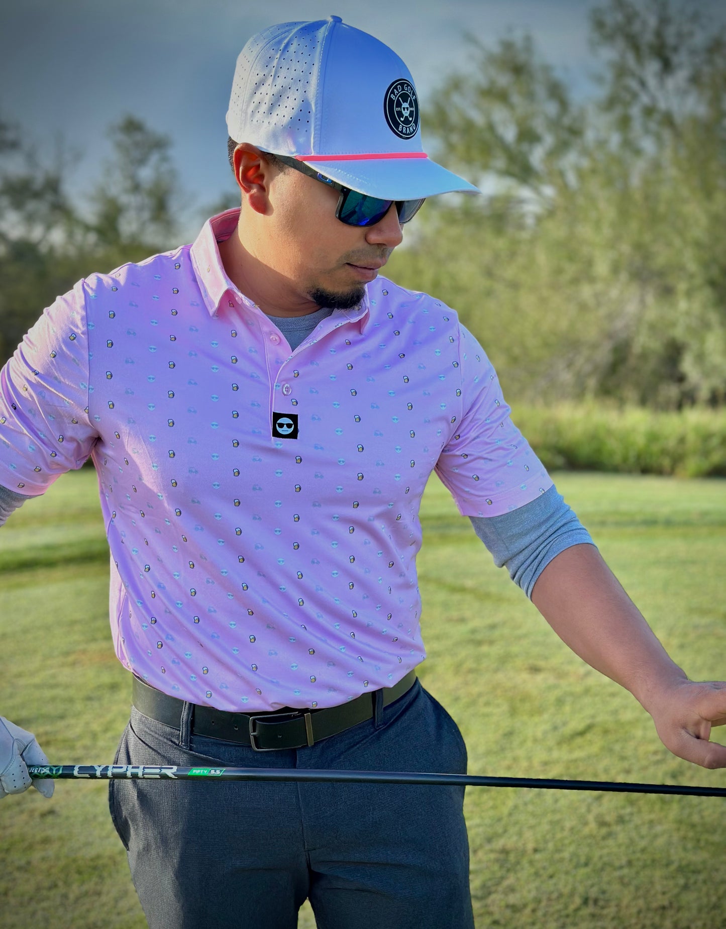 Brew Performance Men's Polo | Pink Brew Polo | BAD GOLF BRAND