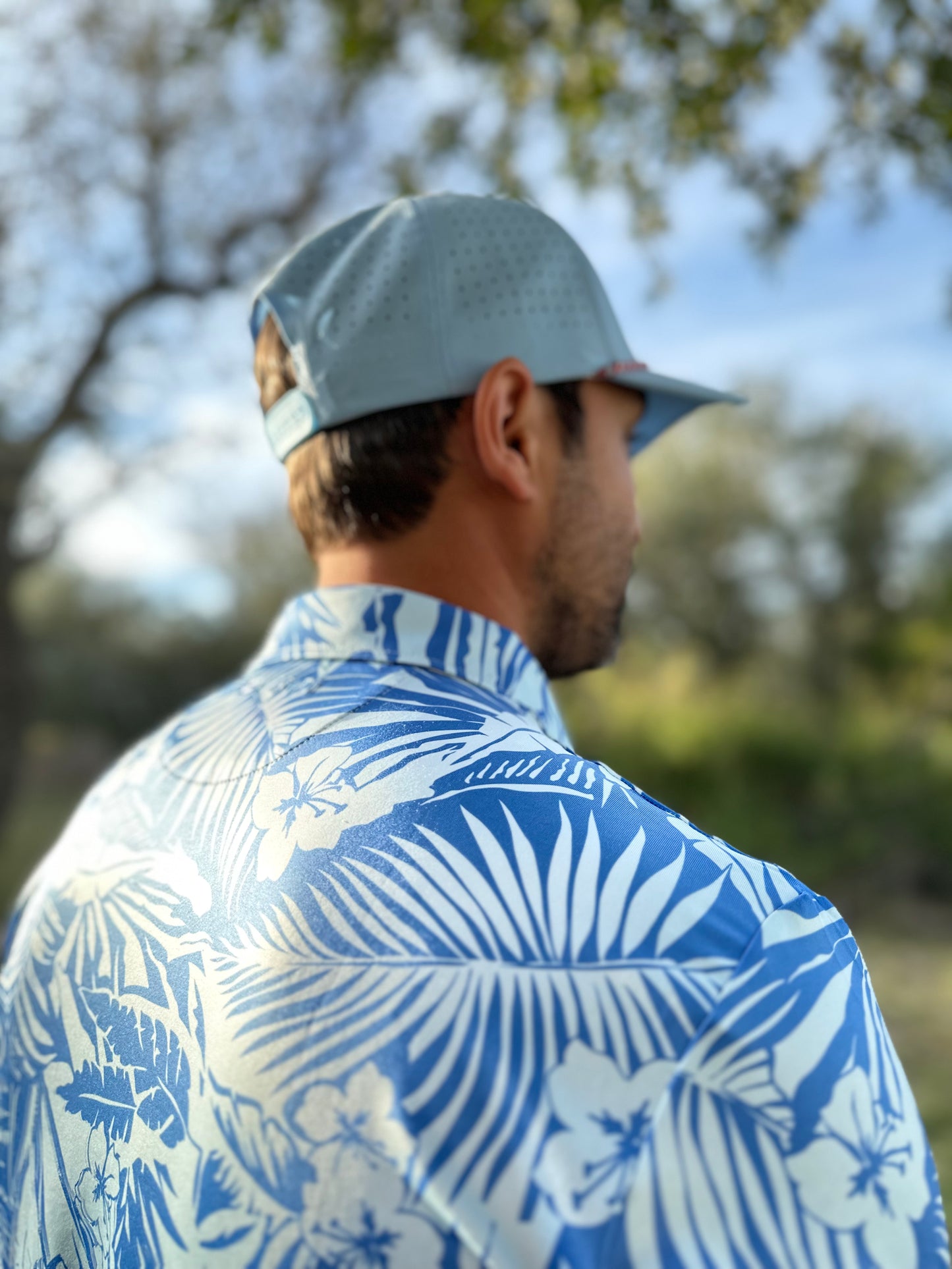 Blue Safari Polo | Safari Leaf Polo | BAD GOLF BRAND