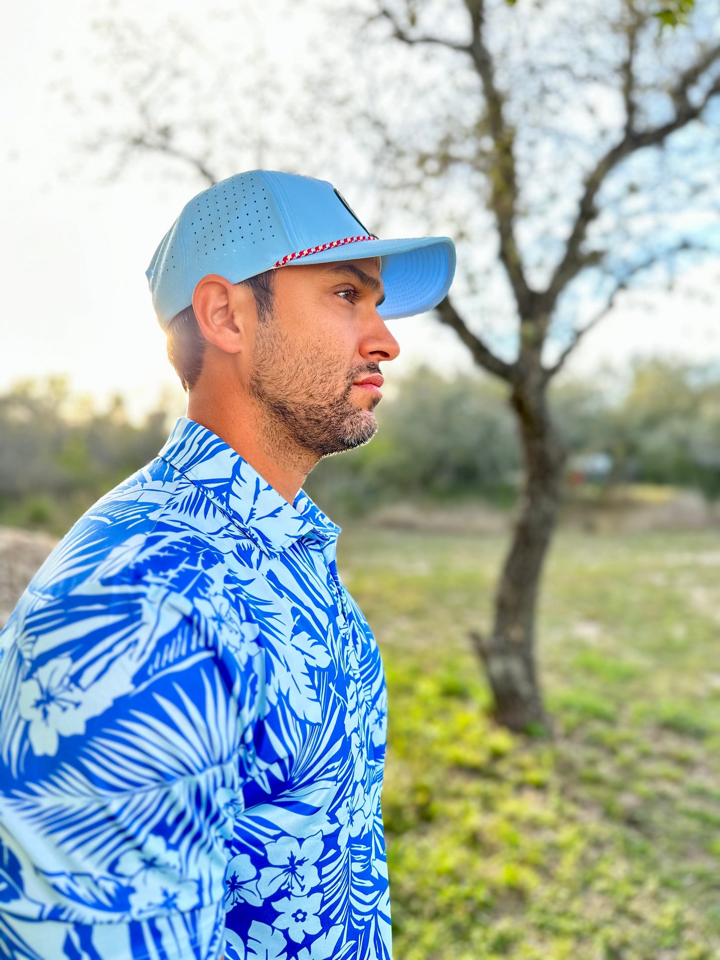 Blue Safari Polo | Safari Leaf Polo | BAD GOLF BRAND