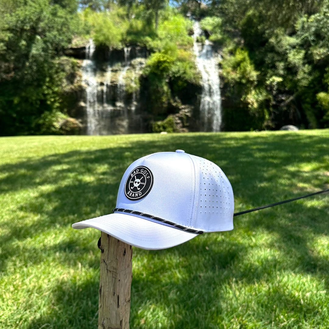 Black White Hat | Slick White Hat | BAD GOLF BRAND