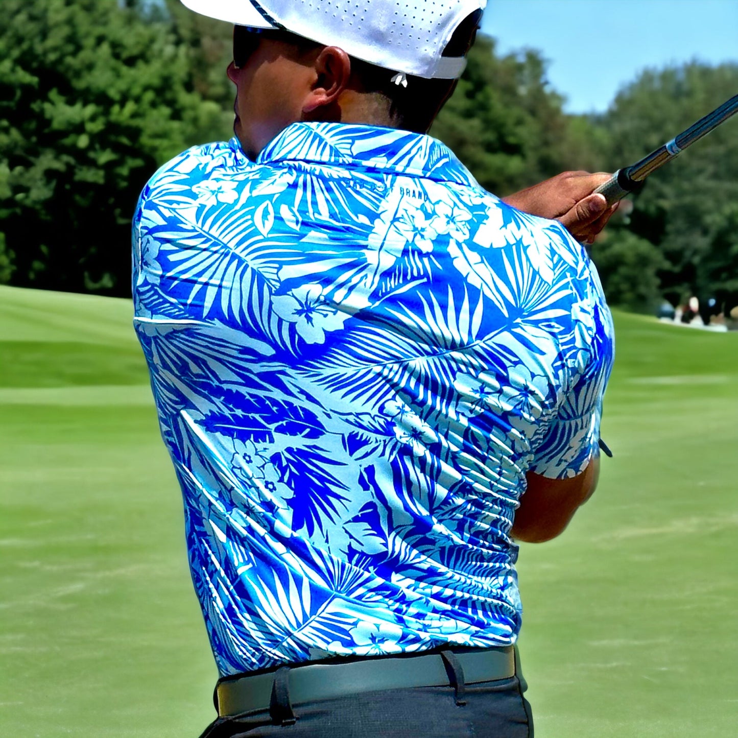 Blue Safari Polo | Safari Leaf Polo | BAD GOLF BRAND