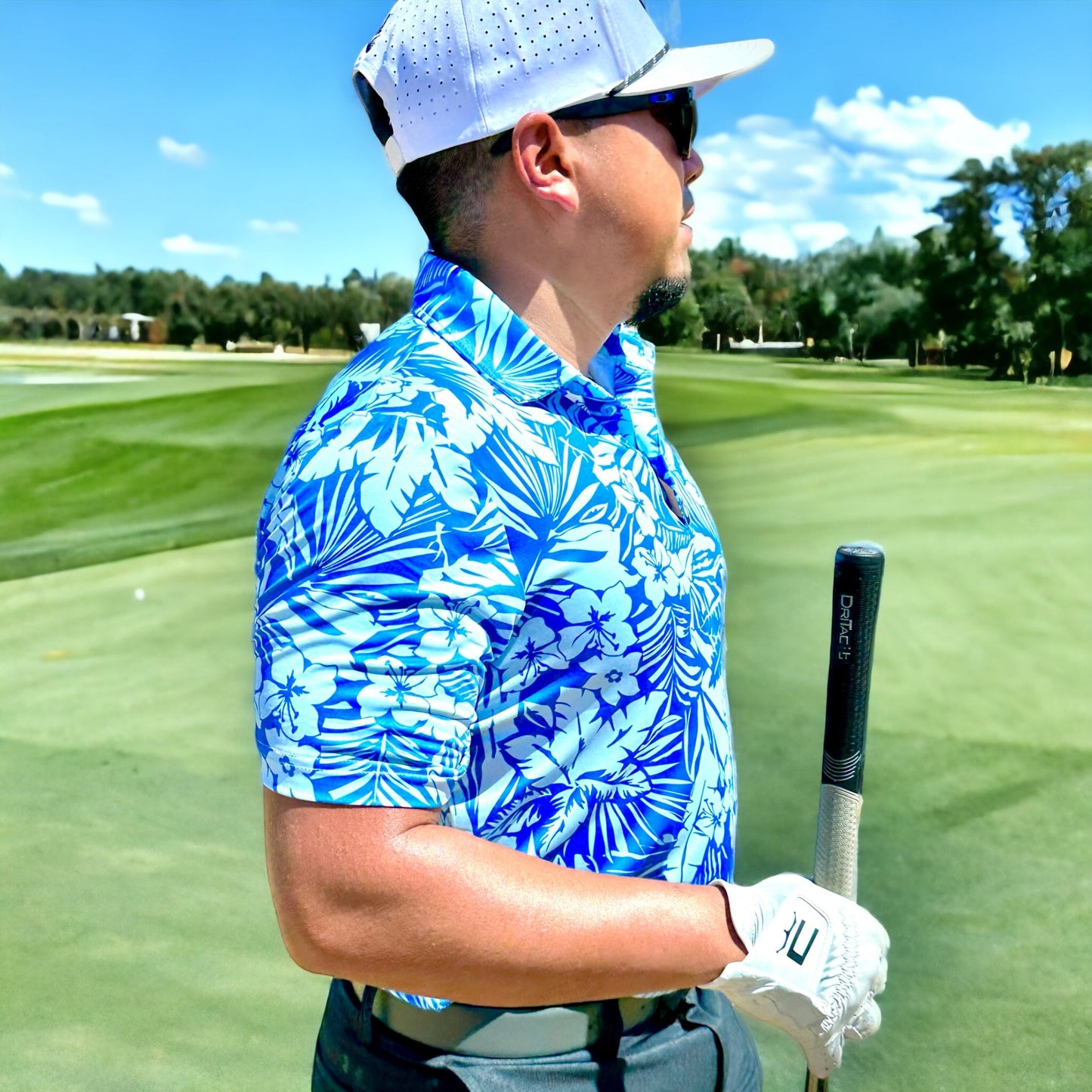 Blue Safari Polo | Safari Leaf Polo | BAD GOLF BRAND