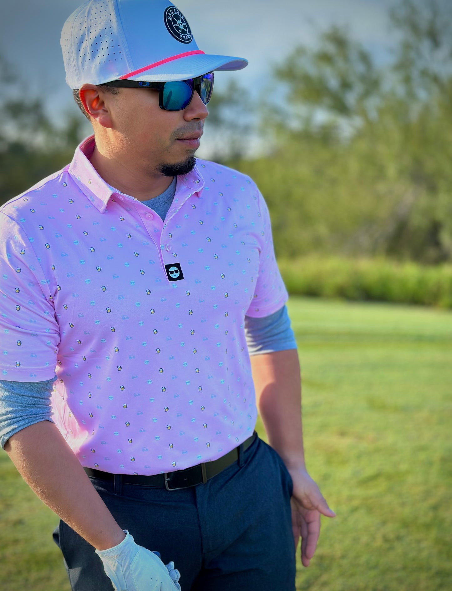 Brew Performance Men's Polo | Pink Brew Polo | BAD GOLF BRAND