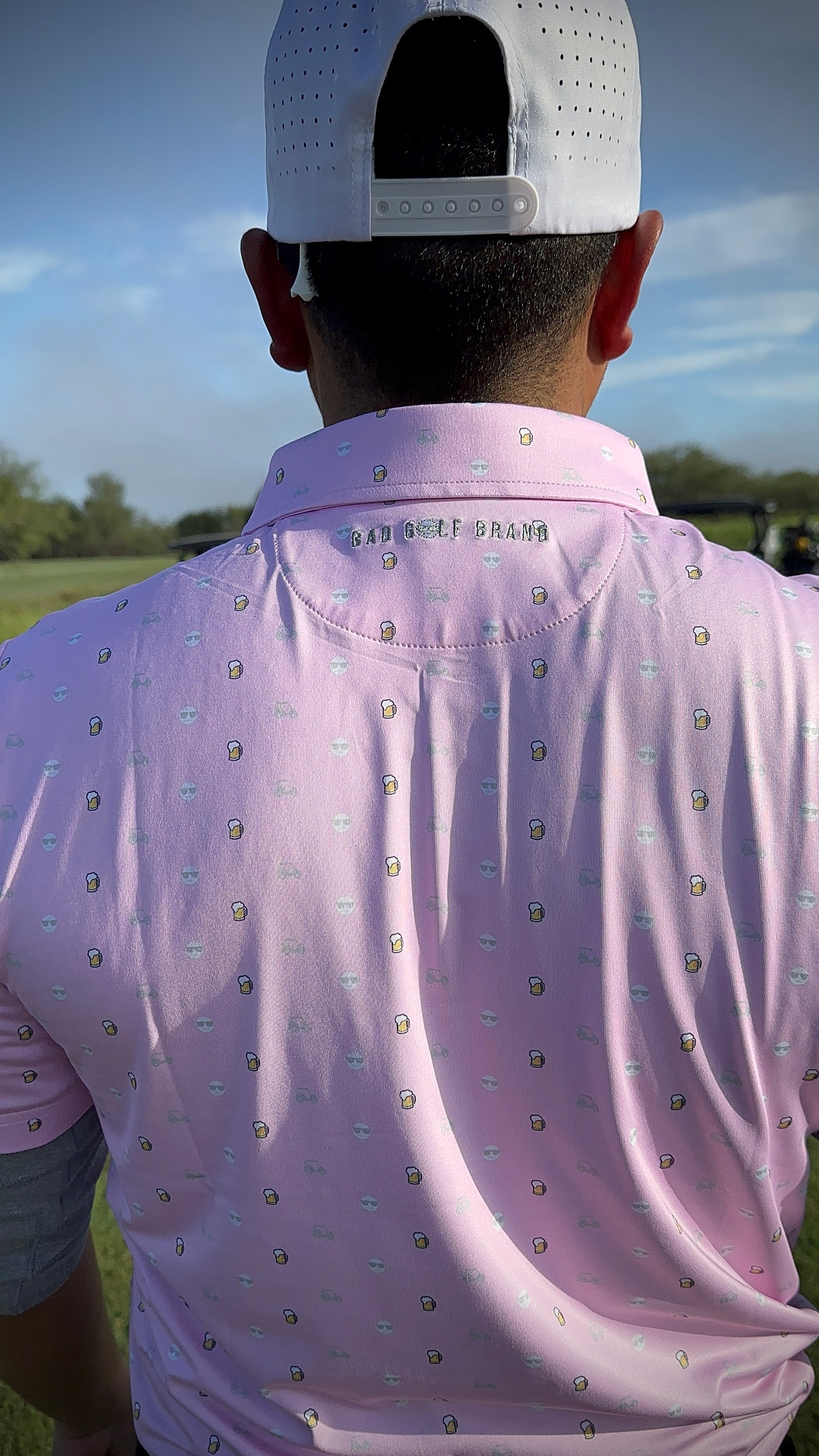 Brew Performance Men's Polo | Pink Brew Polo | BAD GOLF BRAND