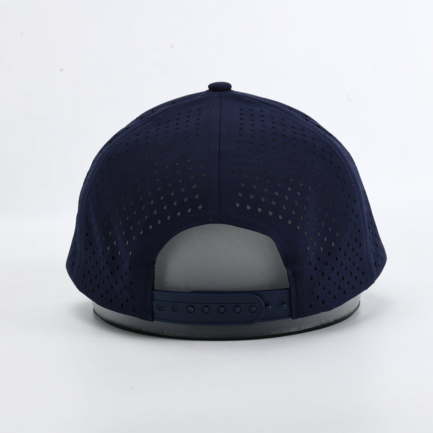 Navy blue baseball cap with gray brim on a white background