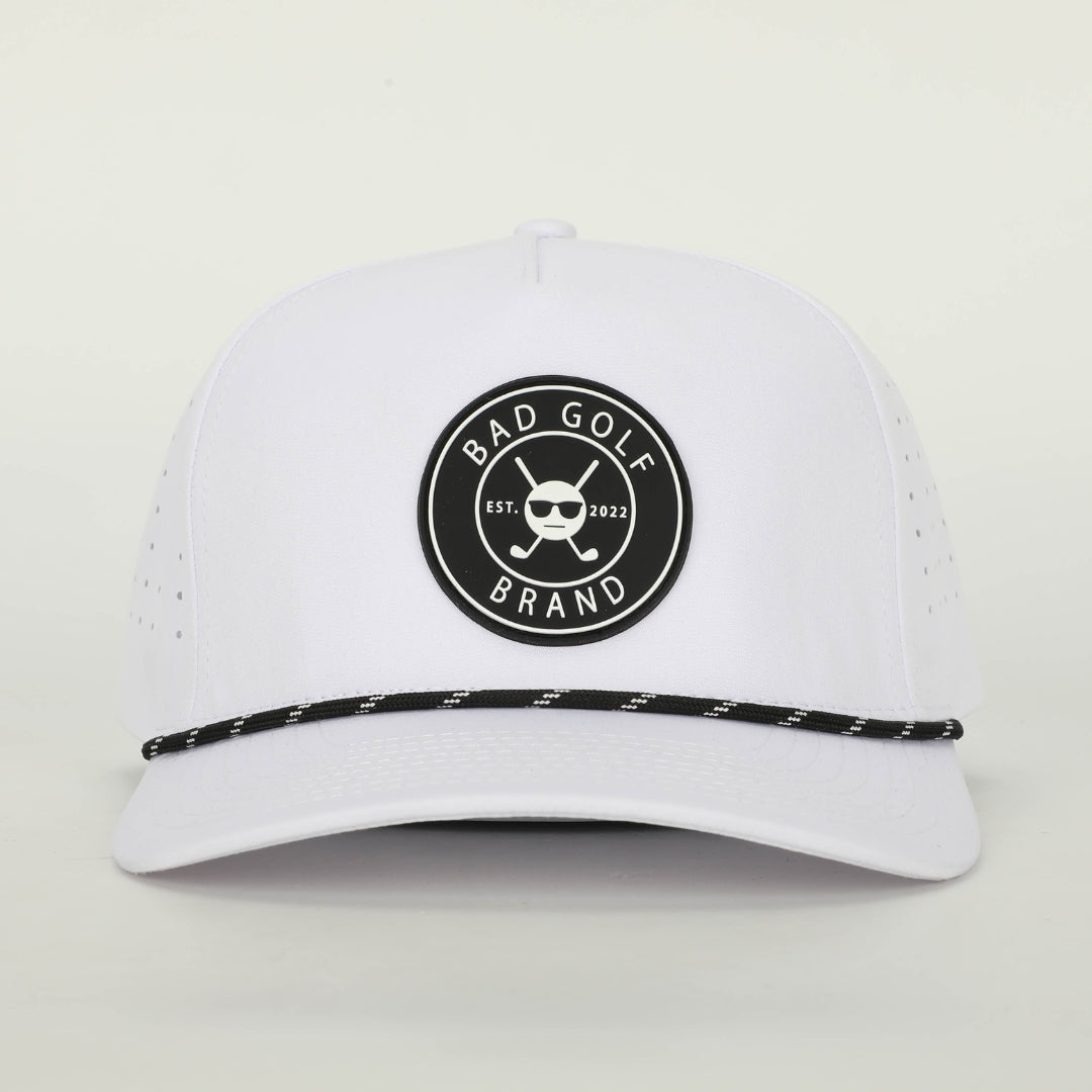 Black White Hat | Slick White Hat | BAD GOLF BRAND